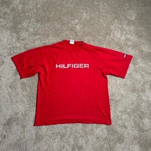 VINTAGE RED TOMMY HILFIGER FADED GRAPHIC TEE